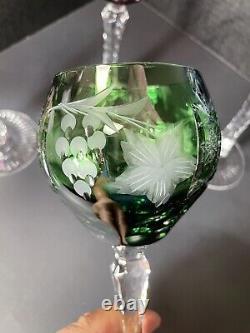 4 AJKA MARTISA Wine Hocks cased cut to clear Hungarian crystal Goblets Bohemian