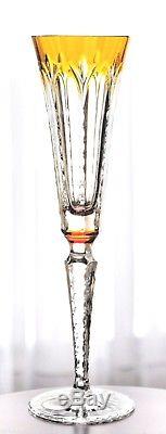4 Ajka Faberge Grand Palais Yellow Gold Cased Crystal Wine Champagne Flutes New