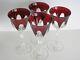 4 Ajka Hungary Lausanne Ruby Red Cased Cut To Clear Crystal 7 1/2 Wine Goblets