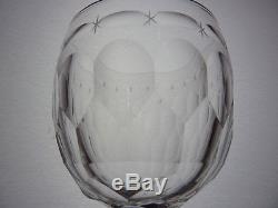 4 Antique Victorian Fine Crystal Facet Cut Wine Glasses, Star/Lens Rim, h13cm