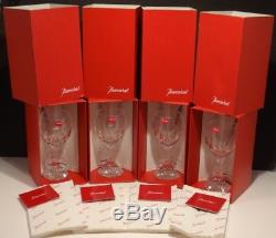 4 Baccarat Crystal Massena Claret Red Wine Glasses #3 Signed 6 1/2