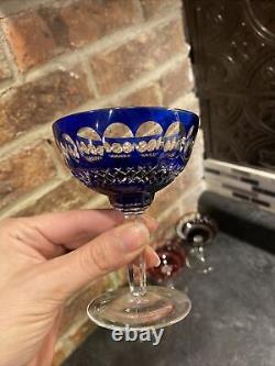 4 Beautiful Vintage Waterford Cut To Clear Colorful Crystal Wine Glasses