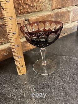 4 Beautiful Vintage Waterford Cut To Clear Colorful Crystal Wine Glasses