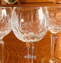 4 Beautiful Waterford Signed Crystal Kilcash Pattern Wine Hock Glasses Ireland