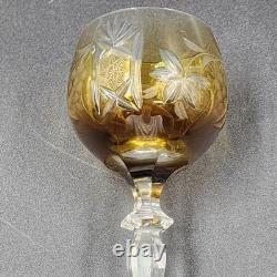 4 Bohemian Cordial Glasses Crystal Cut-to-Clear Wine Hocks 8.75 Multi-Color