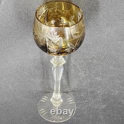 4 Bohemian Cordial Glasses Crystal Cut-to-Clear Wine Hocks 8.75 Multi-Color