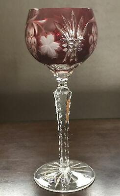 4 Bohemian Multi Color Hock Cut to Clear Crystal Stemware Wine Glasses 8 1/4