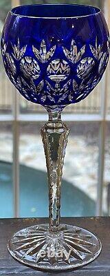 4 Dynasty by Godinger Cut to Clear Blue Green Red Amethyst Hock Wine Glasses EUC