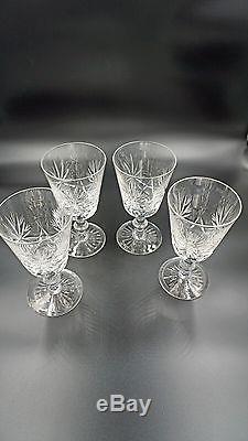 4 Edinburgh Crystal Star Of Edinburg WHITE WINE GLASSES Vintage LUXURY 4pc A+