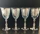 4 Fostoria Navarre Blue Crystal Water Tall Goblets Wine Glasses 7 5/8 Etched