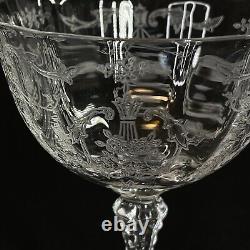 4 Fostoria Navarre Crystal Etched 5-1/2 Champagne/ Wine Glasses EUC