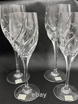 (4) MIKASA English Garden Clear Crystal 2 Wine Glasses 2 Water Glasses NEW