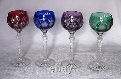 4 Marsala AJKA Crystal Glass Cut To Clear Multicolor 8 1/4 Hock Wine Goblets