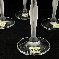 4 Mikasa Ballet Fine Crystal Wine Glasses Frosted Stem 40205