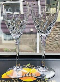 4 Mikasa Crystal Rendezvous Wine Glass Gold Trim Cut Swirl 8.5 Tall HTF