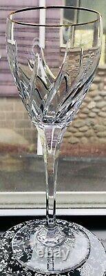 4 Mikasa Crystal Rendezvous Wine Glass Gold Trim Cut Swirl 8.5 Tall HTF