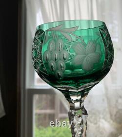4 Multi Ajka Crystal Hungary Marsala Cut to Clear Wine Hock Glasses 8 3/8