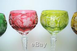 4 Nachtmann TRAUBE Wine Hocks Cranberry Topaz Green Chartreuse Glass 8 1/4