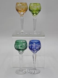 4 Nachtmann Traube 4 1/2 Cordials Crystal Wine Glasses Multi Color Cut To Clear