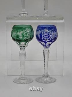 4 Nachtmann Traube 4 1/2 Cordials Crystal Wine Glasses Multi Color Cut To Clear