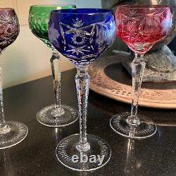 4 Nachtmann Traube Cut to Clear Crystal 8 1/4 Tall Wine Hock Glasses Pristine