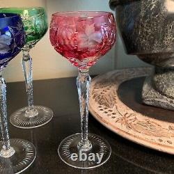 4 Nachtmann Traube Cut to Clear Crystal 8 1/4 Tall Wine Hock Glasses Pristine