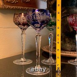 4 Nachtmann Traube Cut to Clear Crystal 8 1/4 Tall Wine Hock Glasses Pristine