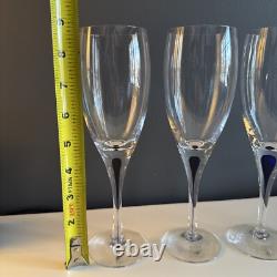 4 Orrefors Crystal Intermezzo Blue Stemware Claret Wine Glasses New In Boxes