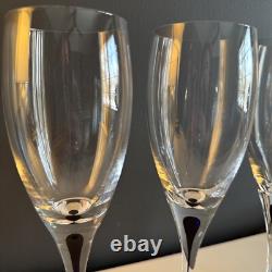 4 Orrefors Crystal Intermezzo Blue Stemware Claret Wine Glasses New In Boxes