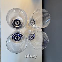 4 Orrefors Crystal Intermezzo Blue Stemware Claret Wine Glasses New In Boxes