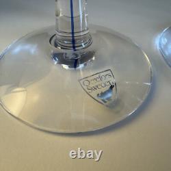 4 Orrefors Crystal Intermezzo Blue Stemware Claret Wine Glasses New In Boxes