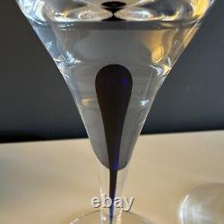 4 Orrefors Crystal Intermezzo Blue Stemware Claret Wine Glasses New In Boxes