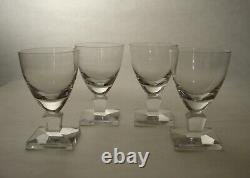 4 Orrefors Gustav Adolf Handblown Crystal Stemware Wine Glasses Square Base sign