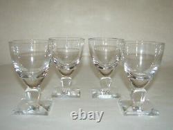 4 Orrefors Gustav Adolf Handblown Crystal Stemware Wine Glasses Square Base sign