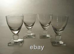 4 Orrefors Gustav Adolf Handblown Crystal Stemware Wine Glasses Square Base sign