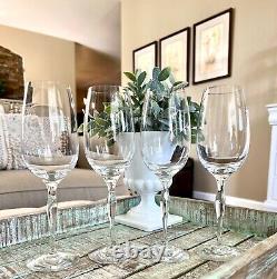 4 Orrefors Sweden Crystal Wine Glasses Balans Pattern Elegant Curved Stem 11oz