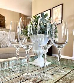 4 Orrefors Sweden Crystal Wine Glasses Balans Pattern Elegant Curved Stem 11oz