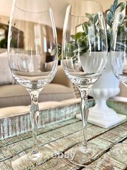 4 Orrefors Sweden Crystal Wine Glasses Balans Pattern Elegant Curved Stem 11oz