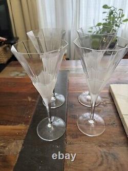 4 Oscar De La Renta Edelweiss Japan Crystal Wine Glasses 9 1990-1991 Rare