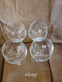 4 Pc Vintage Tiffany & Co Crystal Water Goblet Wine Glasses Etched Made USA 7