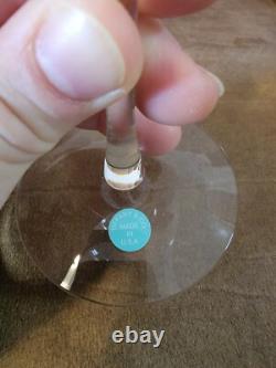 4 Pc Vintage Tiffany & Co Crystal Water Goblet Wine Glasses Etched Made USA 7