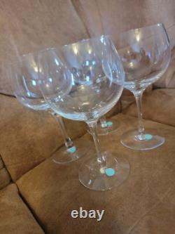 4 Pc Vintage Tiffany & Co Crystal Water Goblet Wine Glasses Etched Made USA 7
