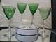 (4) Quality Crystal Wine glasses 6-3/4, Green clear cut stem optic antique