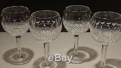 4 Rare Waterford Crystal Colleen Balloon Wine Glasses 7 1/8 Mint