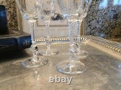 4 Rock Sharpe Wine Glasses, Chantilly Pattern, Elegant Cut & Polished Crystal