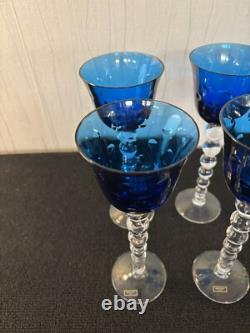 4 Roemer Bubble Blue Crystal Wine Glasses (Price Per Unit)