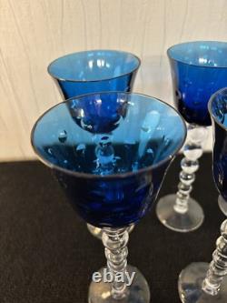 4 Roemer Bubble Blue Crystal Wine Glasses (Price Per Unit)