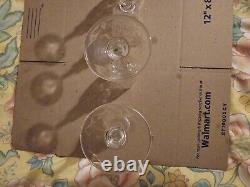 4 Rogaska Gallia Crystal Wine Glasses 8 Heavy Etched Beaded