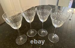 (4) Rosenthal MOTIF ROMANCE II Crystal Red Wine Glasses Germany 7 3/8 ETCHED