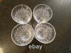 (4) Rosenthal MOTIF ROMANCE II Crystal Red Wine Glasses Germany 7 3/8 ETCHED
